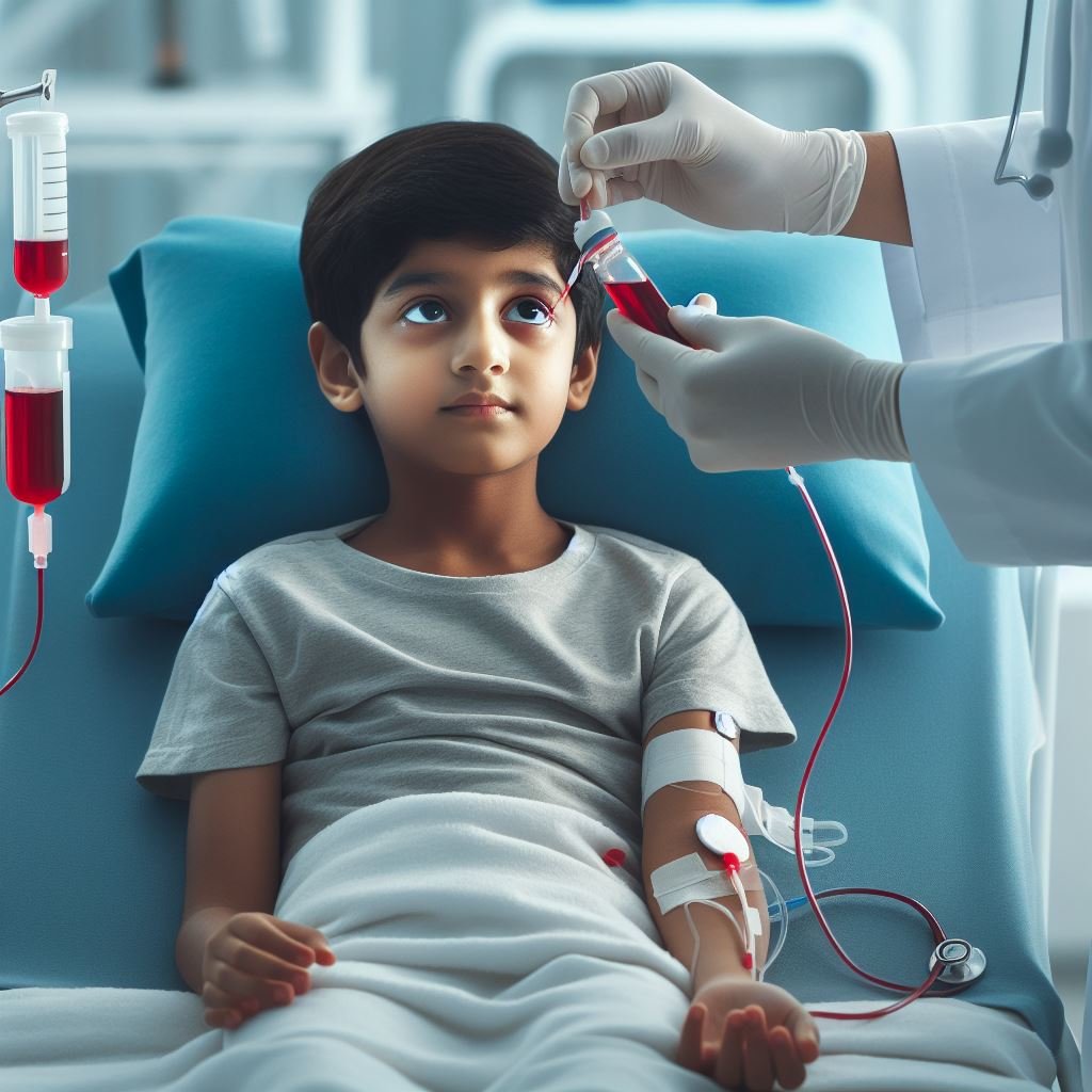 Boy on a hospital bed